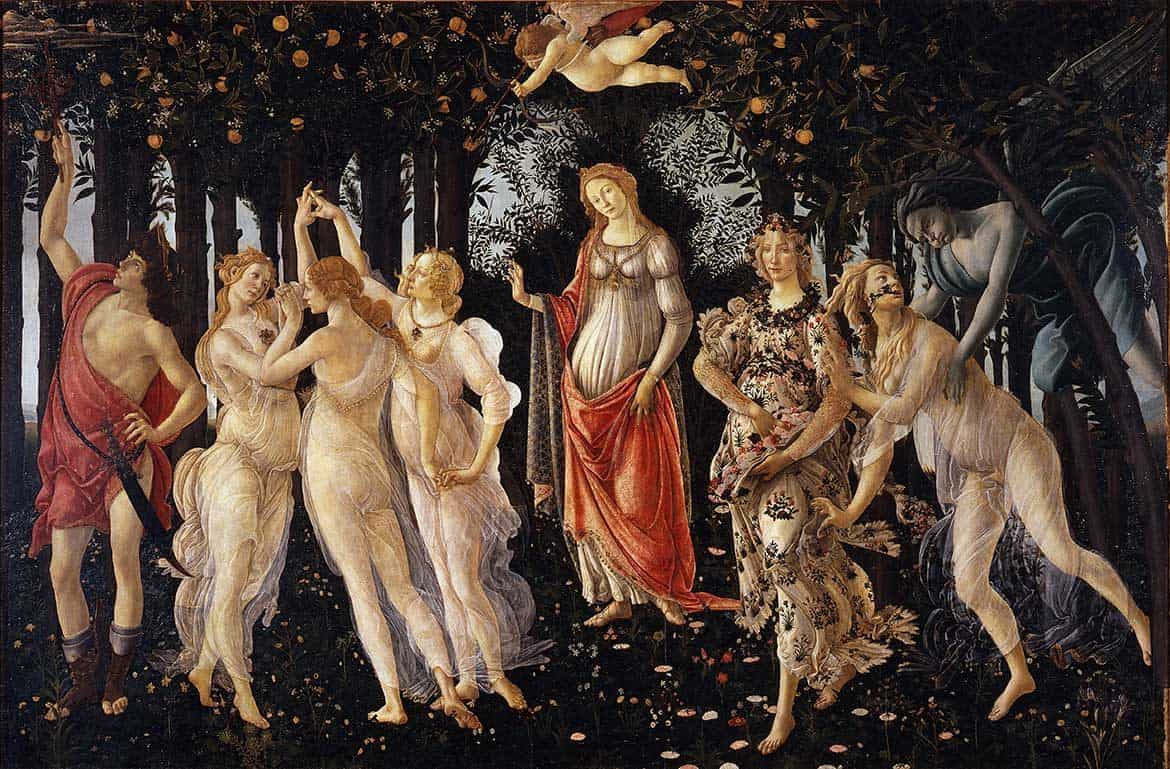 Wildpflanzen im Jahreslauf teil 1: Frühlingserwachen. Sandro Botticelli: La Primavera (1481-82), Le  Gallerie degli Uffizi, Florenz. https://g.co/arts/ep9qj3msujubwzrx7